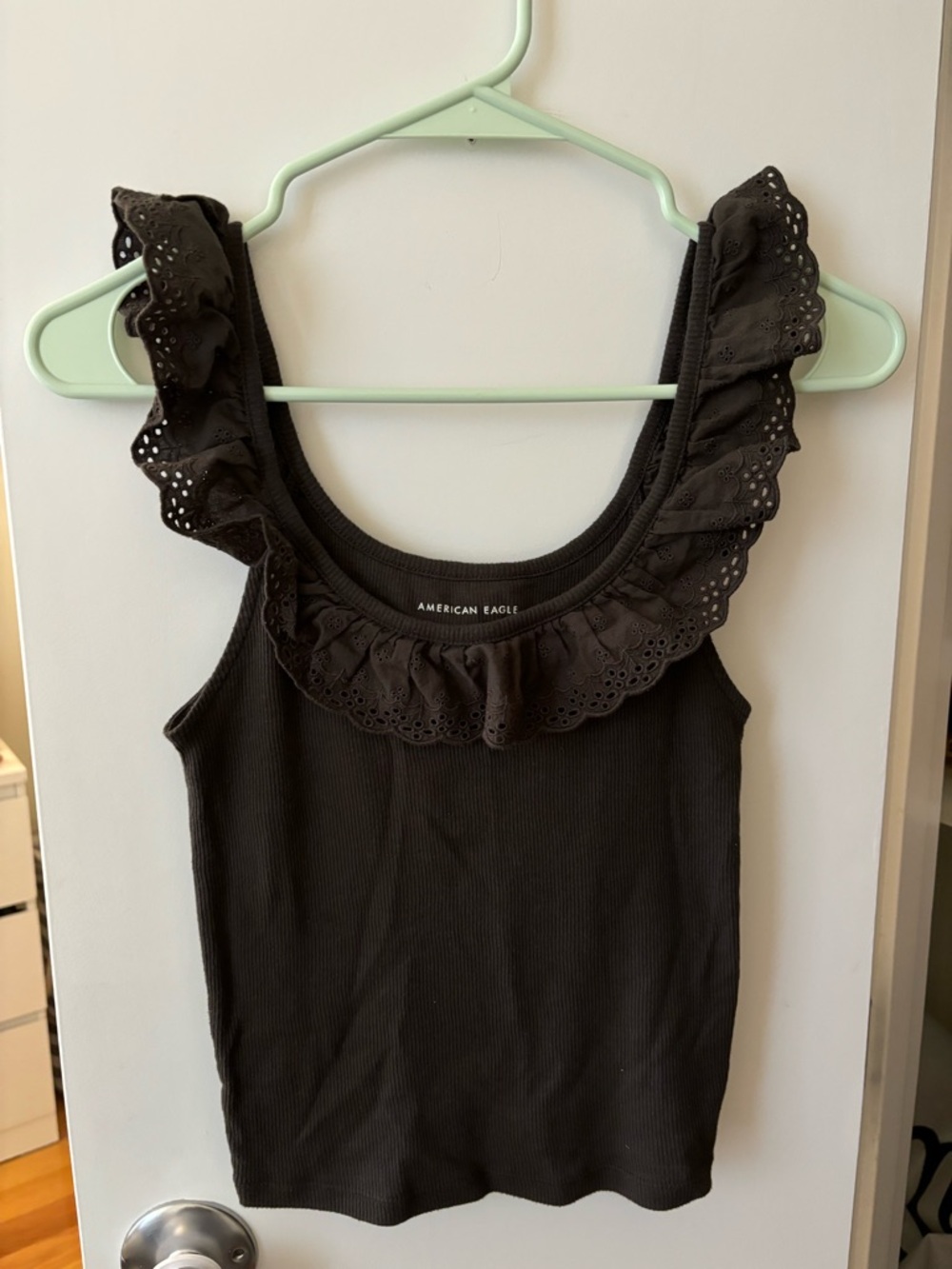 American Eagle Outfitters Charcoal grey Ruffle Tank